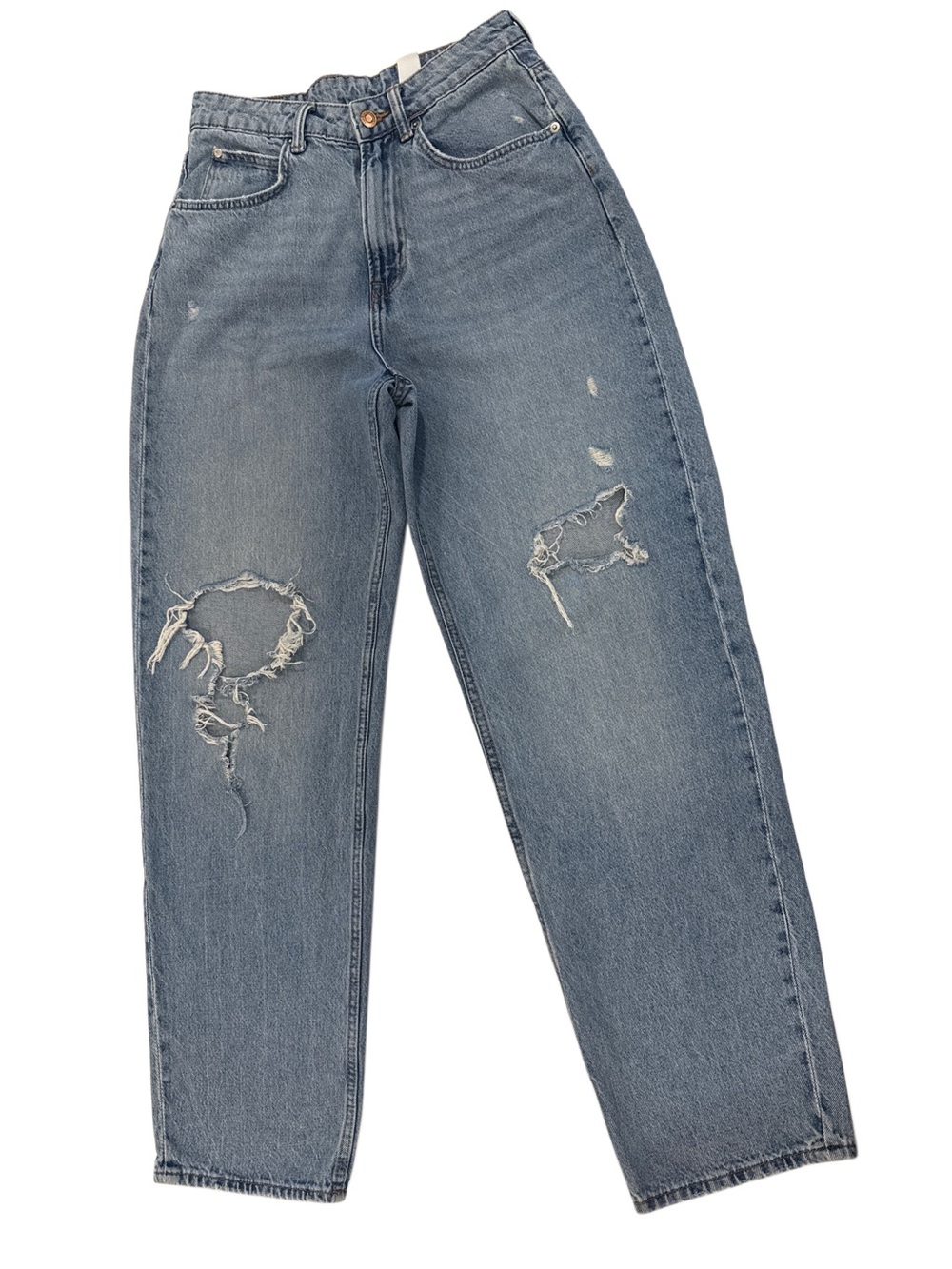 Women’s Distressed High-Rise Straight Jeans - Blue, size 6